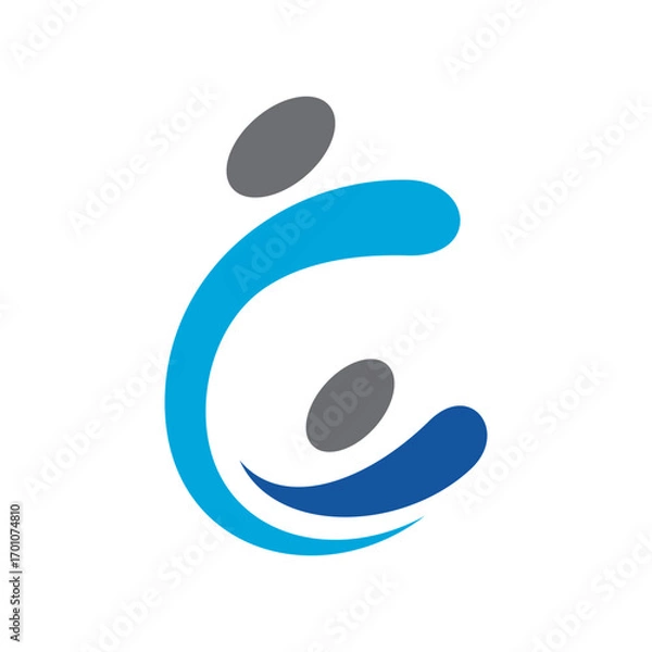 Fototapeta modern person logo icon vector with letter C element in flat style design