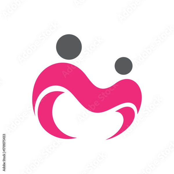 Fototapeta modern people logo icon vector with letter M element in flat style design