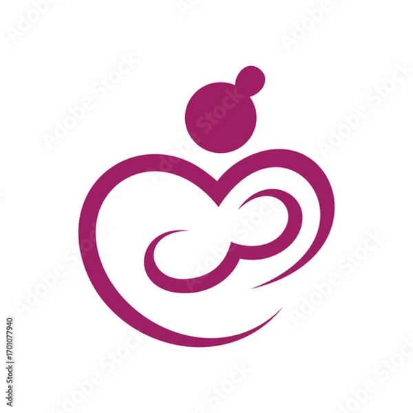 Fototapeta modern mother and baby logo  icon vector with love element in flat style design