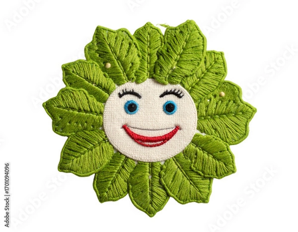Fototapeta Smiling Lettuce Character with Green Leaves.