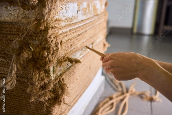 Fototapeta Rope Art Installation A Unique Combination of Handcrafted and Textured Materials Within Space