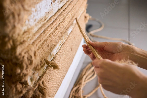 Fototapeta Rope Art Installation A Unique Combination of Handcrafted and Textured Materials Within Space
