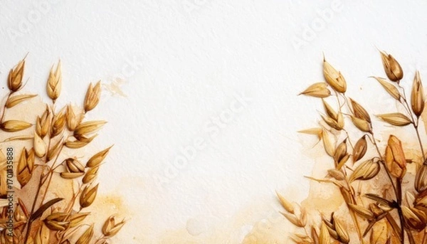 Obraz Beige Plaster Wall Texture with Dried Flowers