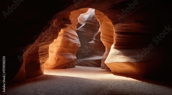 Obraz Sunlight streams into a narrow sandstone canyon (1)