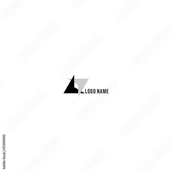 Obraz Abstract Logo Design: Interlocking Black and Gray Triangles