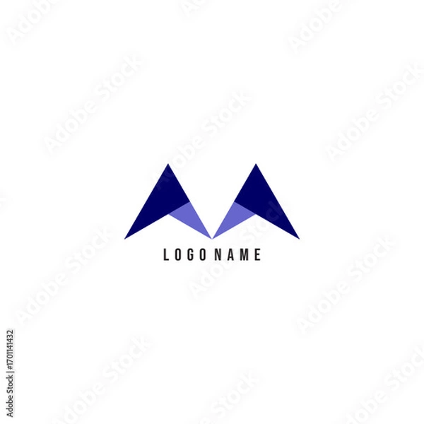 Obraz Abstract Dark Blue Geometric Logo Design with Triangle Elements