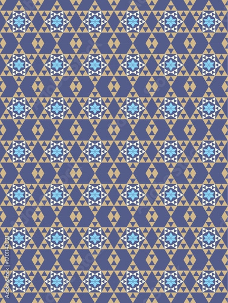 Fototapeta Seamless geometric mosaic pattern with floral shapes. Ideal for tiles, textiles, wallpapers, traditional decorative backgrounds projects, and architectural designs.