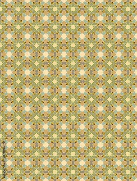 Fototapeta Seamless geometric mosaic pattern with floral shapes. Ideal for tiles, textiles, wallpapers, traditional decorative backgrounds projects, and architectural designs.