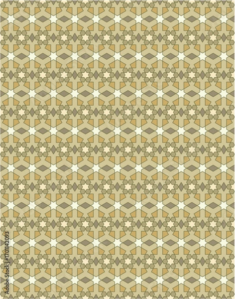 Fototapeta Seamless geometric mosaic pattern with floral shapes. Ideal for tiles, textiles, wallpapers, traditional decorative backgrounds projects, and architectural designs.