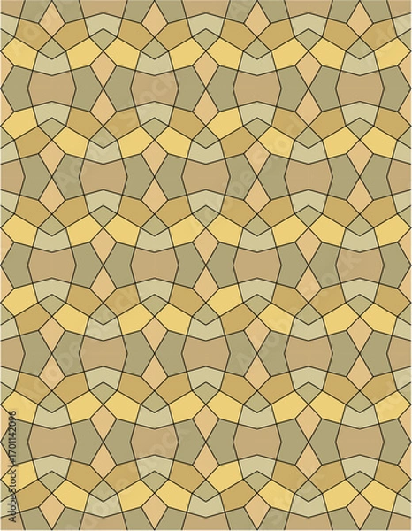 Fototapeta Seamless geometric mosaic pattern with floral shapes. Ideal for tiles, textiles, wallpapers, traditional decorative backgrounds projects, and architectural designs.