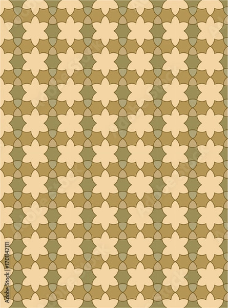 Fototapeta Seamless geometric mosaic pattern with floral shapes. Ideal for tiles, textiles, wallpapers, traditional decorative backgrounds projects, and architectural designs.