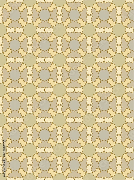 Fototapeta Seamless geometric mosaic pattern with floral shapes. Ideal for tiles, textiles, wallpapers, traditional decorative backgrounds projects, and architectural designs.