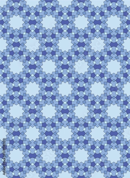 Fototapeta Seamless geometric mosaic pattern with floral shapes. Ideal for tiles, textiles, wallpapers, traditional decorative backgrounds projects, and architectural designs.