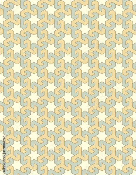 Fototapeta Seamless geometric mosaic pattern with floral shapes. Ideal for tiles, textiles, wallpapers, traditional decorative backgrounds projects, and architectural designs.