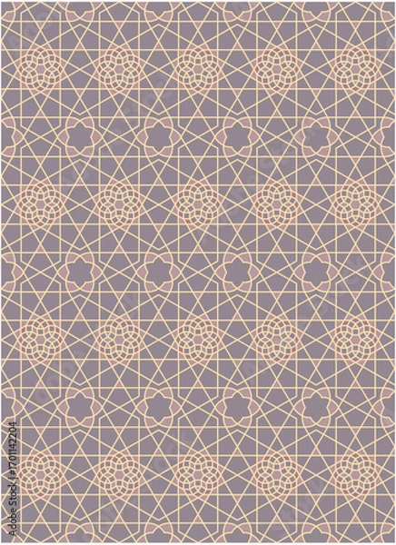 Fototapeta Seamless geometric mosaic pattern with floral shapes. Ideal for tiles, textiles, wallpapers, traditional decorative backgrounds projects, and architectural designs.