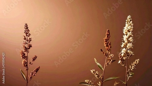 Obraz Dried Flowers on Brown Background