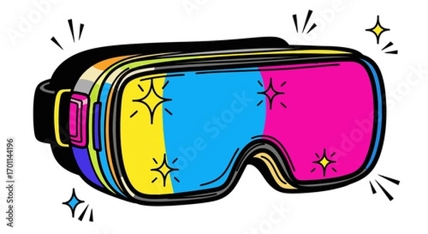 Obraz Colorful Virtual Reality Headset Cartoon Illustration