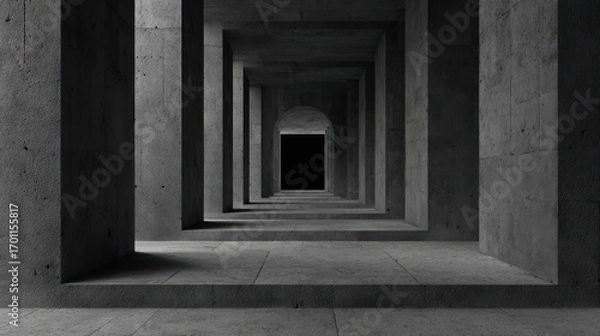 Fototapeta Empty concrete corridor perspective
