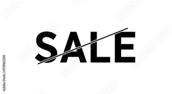 Fototapeta Bold "SALE" Text Crossed Out, Minimalist Design, White Background, Graphic Concept.