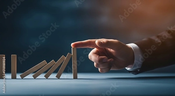 Fototapeta Preventing Domino Effect Crisis Management Strategy