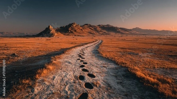Obraz Sunrise path through desert landscape