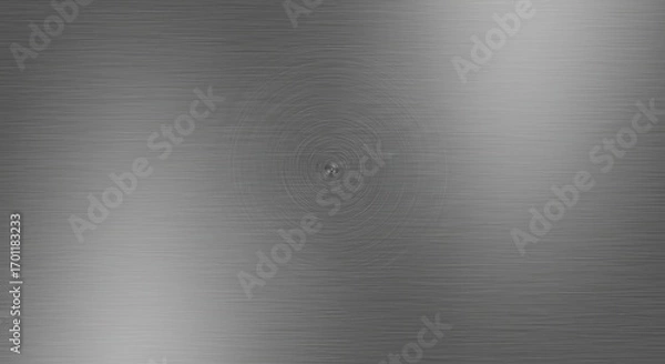 Fototapeta Brushed Metal Texture with Circular Grain, Industrial Gray Background, Polished Surface