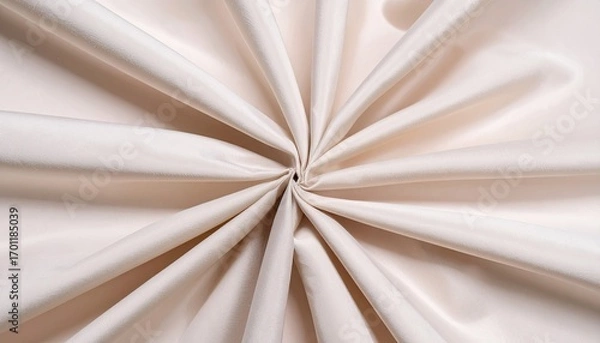 Fototapeta Velvety Cream Fabric Draped in Radial Pattern
