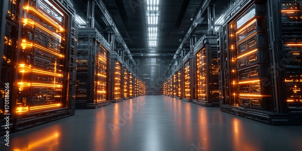 Fototapeta Fintech and blockchain adoption revolutionizing data centers global tech industry digital infrastructure futuristic environment