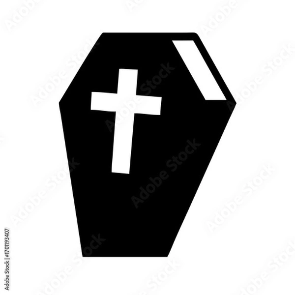 Fototapeta Black cross vector symbol with reflection for a religious illustration or a medical icon