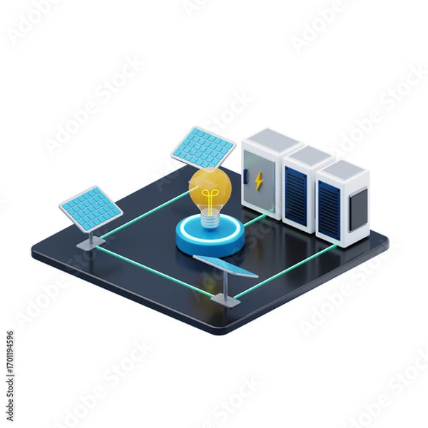 Obraz 3d isometric renewable energy storage