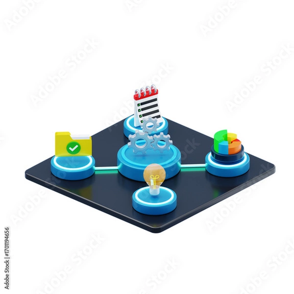 Obraz 3d isometric business plan process
