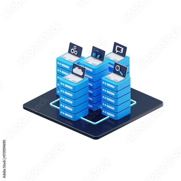 Obraz 3d isometric data server storage