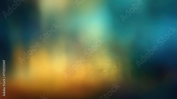 Fototapeta An abstract blurred background featu yellow and teal colors blending together to create a soft, dreamy and ethereal effect overall.