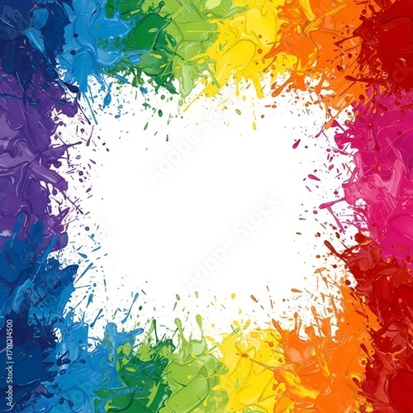 Obraz Rainbow Paint Splatter Frame Vector Illustration