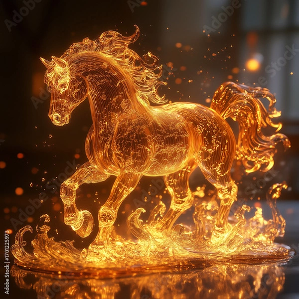 Obraz golden horse on black background