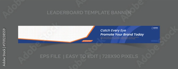 Fototapeta Clean Leaderboard Banner Template 728x90 Pixels with Professional Layout