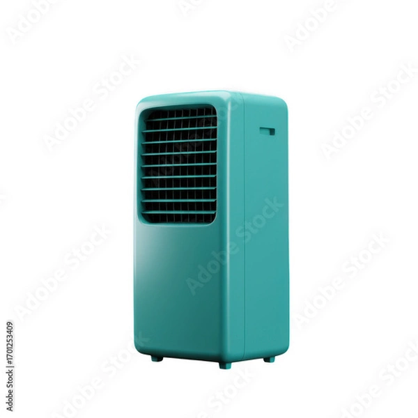 Fototapeta Teal portable air conditioner unit isolated on transparent background