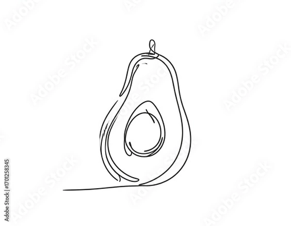 Fototapeta Single line drawing of an avocado