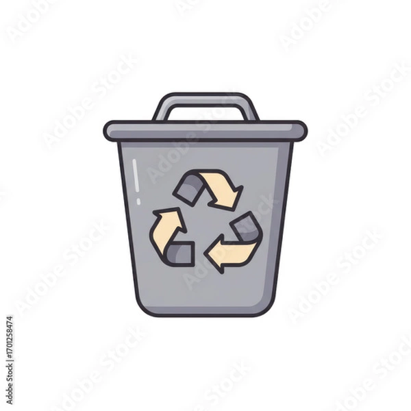 Fototapeta Recycling bin icon with recycle symbol isolated on transparent background