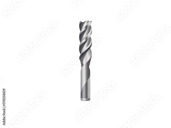 Obraz Metal Drill Bit with Twisted Flutes on White Background