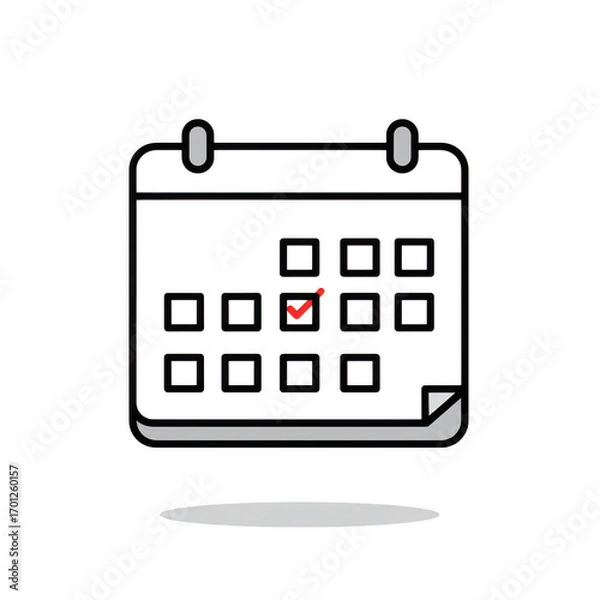Fototapeta Calendar icon with checkmark completed task isolated on transparent background