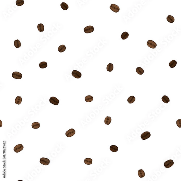 Fototapeta Seamless Coffee Pattern with coffee beans for textile, manufacturing, wallpapers and print.