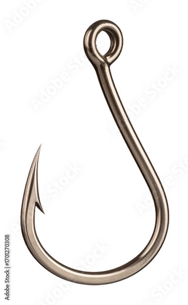 Obraz single fishing hook isolated on white background