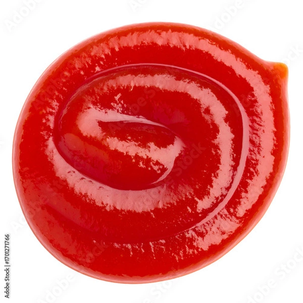 Obraz top view of red sauce stain isolated on white background