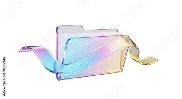 Obraz Iridescent Glass Folder with Ribbon Design Element.
