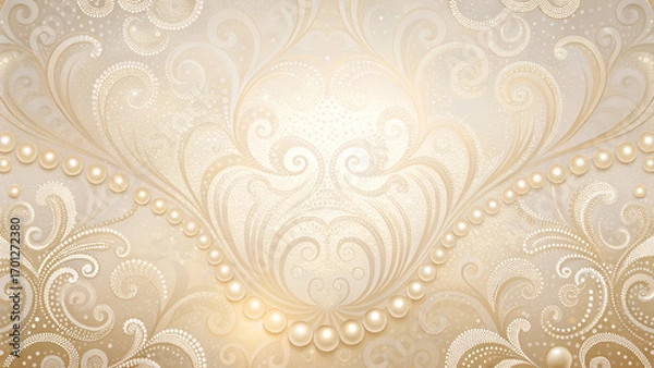 Fototapeta Ivory gradient with delicate pearl shimmer texture, classic wedding luxury style.