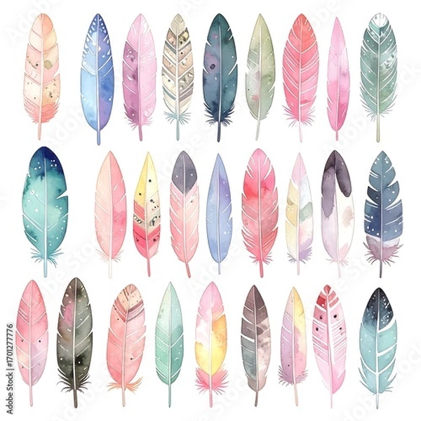 Obraz Watercolor feather design