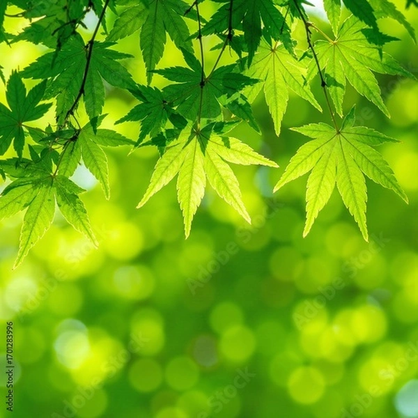 Fototapeta Vibrant green leaves in high-definition, showcasing intricate textures and varying shades of green, perfect for nature-inspired wallpaper designs.