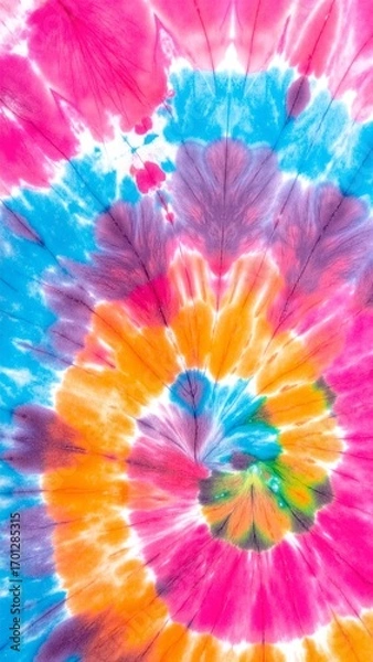 Fototapeta A vibrant collection of tie-dye wallpapers showcasing swirling patterns in a spectrum of colors, perfect for adding a bohemian touch to any space.