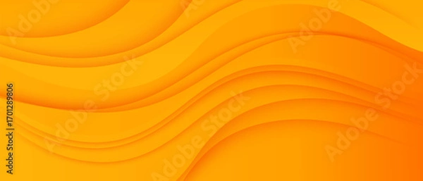 Fototapeta minimal orange line curved layers background. abstract orange gradient wave layers. vector illustration